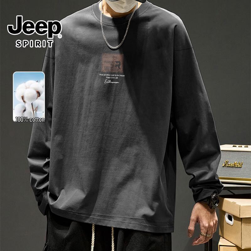 JEEP SPIRIT Men's Heavyweight Cotton Long Sleeve T-Shirt