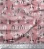 Soimoi Purple Japan Crepe Satin Fabric Text & Monuments Architectural Print Sewing Fabric Metre 42 Inch