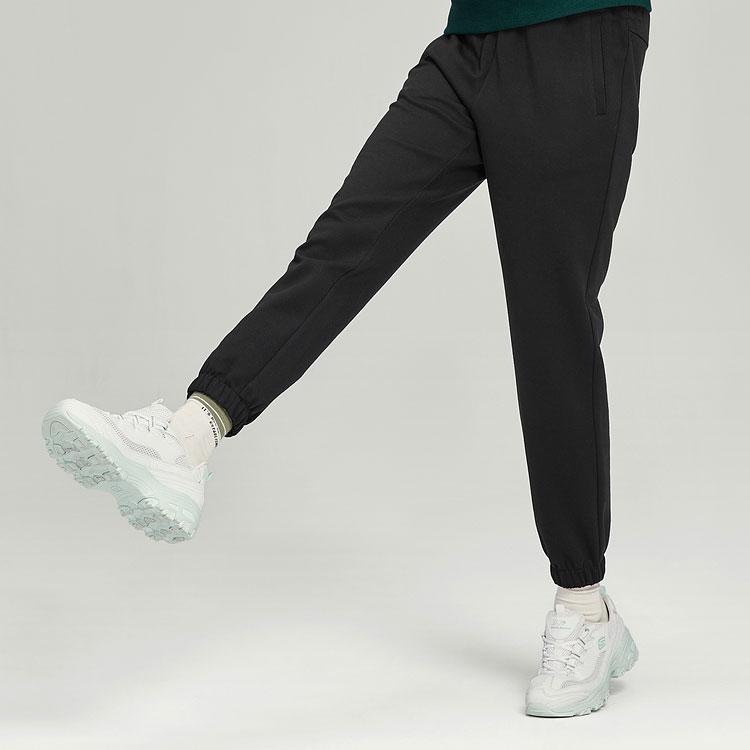 Skechers Solid Color Casual Versatile Mid-Rise Knitted Sports Pants Women bottoms Carbon-Black P423W053-0018