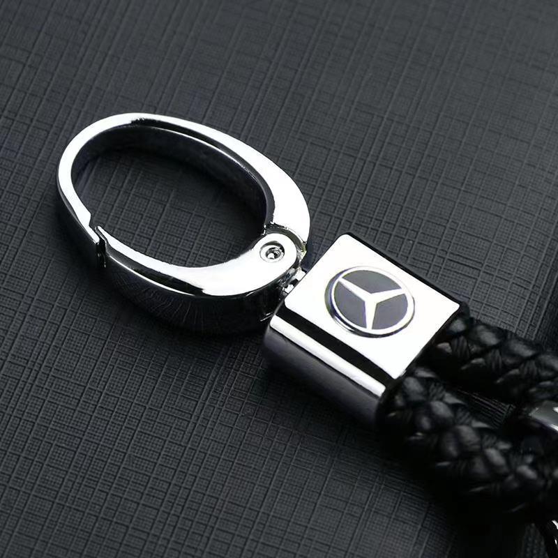 AABGT1 car inspection sticker Leather Rope for Mercedes Benz MB B/C/E Class A C200L GLC GLK CLA Hand Braided Horseshoe Buckle