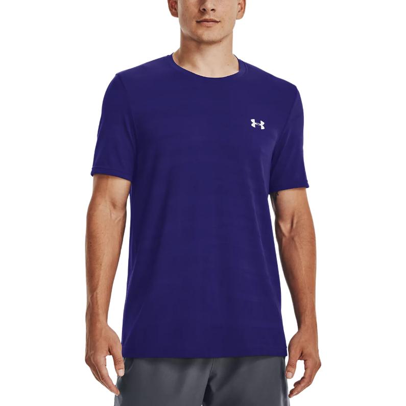 Under Armour Einfarbiges Rundhals-T-Shirt mit lockeren kurzen Ärmeln für Herren, Oberteile, Sonarblau 1373726-468