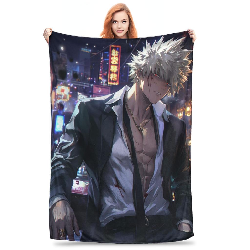 Bakugou Katsuki  Blankets Warm Fleece Sofa Throw Blanket for Couch Bedding Outdoor Throws Bedspread Quilt