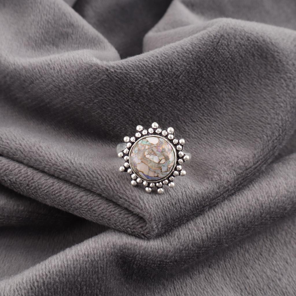 Ethiopian Copper Turquoise Ring , 925 Sterling Silver Jewelry, Gift For Women Handmade Ring Gemstone Jewelry