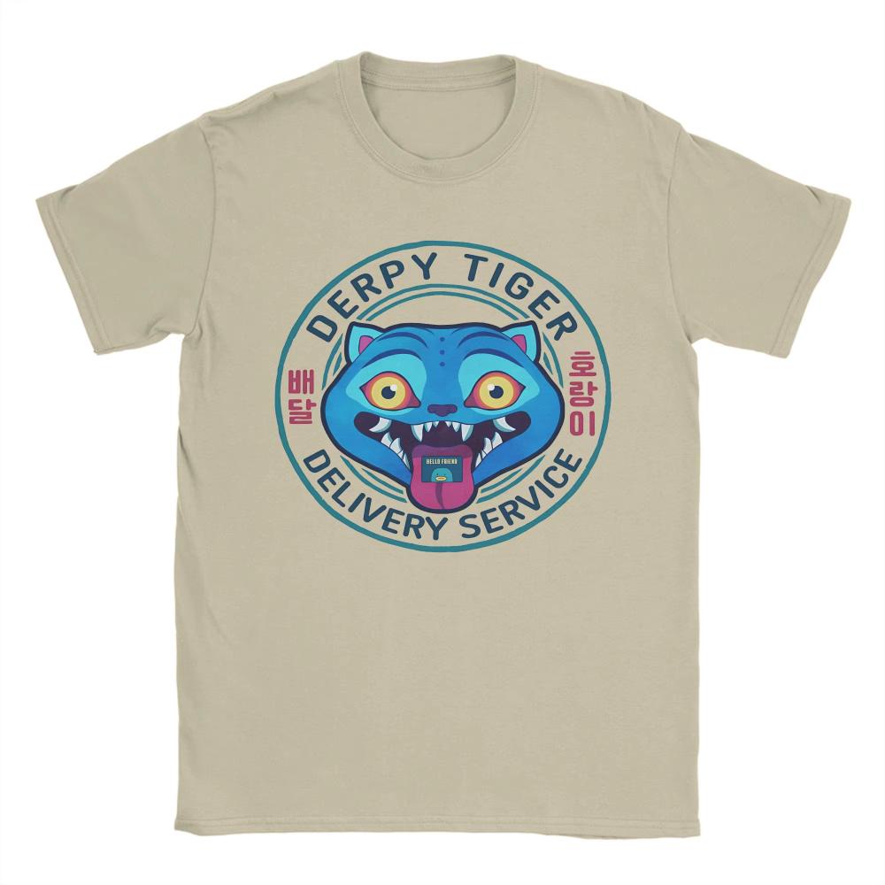 Unikalne koszulki z nadrukiem Derpy Tiger dla mężczyzn i kobiet, z okrągłym dekoltem, z czystej bawełny, Kpop, Demon Hunters, z krótkim rękawem, ubrania