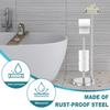 Free Standing Toilet Roll Holders Stainless Steel Toilet Paper Stand with Phone Shelf Bathroom Tissue Rack Organizers Storage