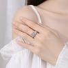 High-End Full Diamond Zircon Sugar Cube Adjustable   Copper Ring Light Luxury Fashion Jewelry
