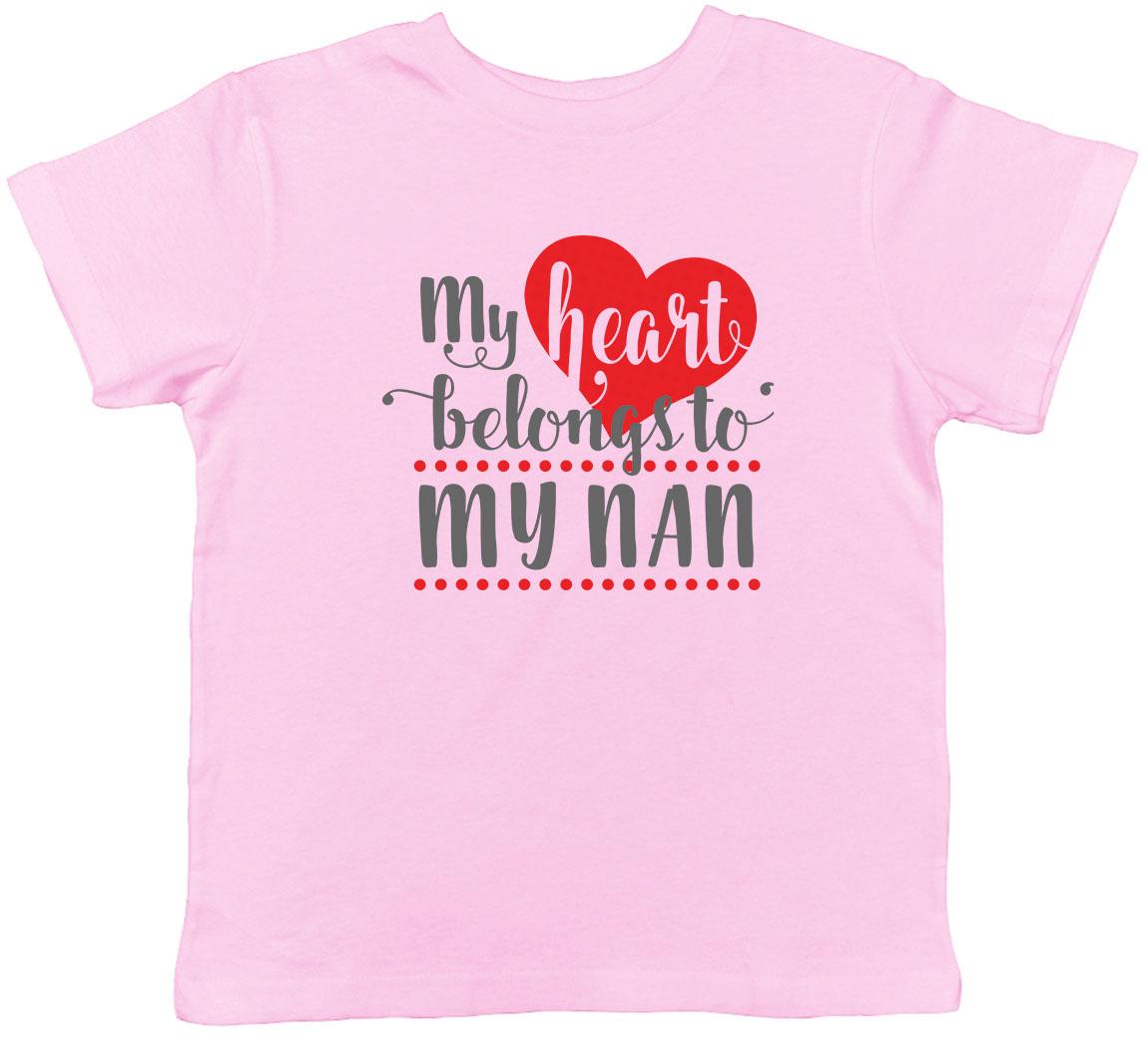 My Heart Belongs To My Nan Childrens Kids T-Shirt Boys Girls 120