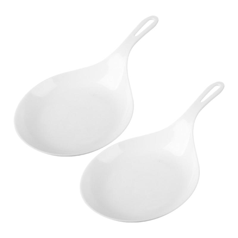 2Pcs Appetizer Eating Tray Handheld Dish Fried Chicken Snacks Plate Large Spoon Tray Fruit Dessert Cake Platter Easy Use