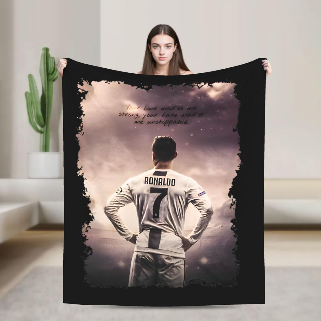 C Ronaldos Football Soccer Blankets  Flannel Funny Breathable Throw Blankets for Home  Winter