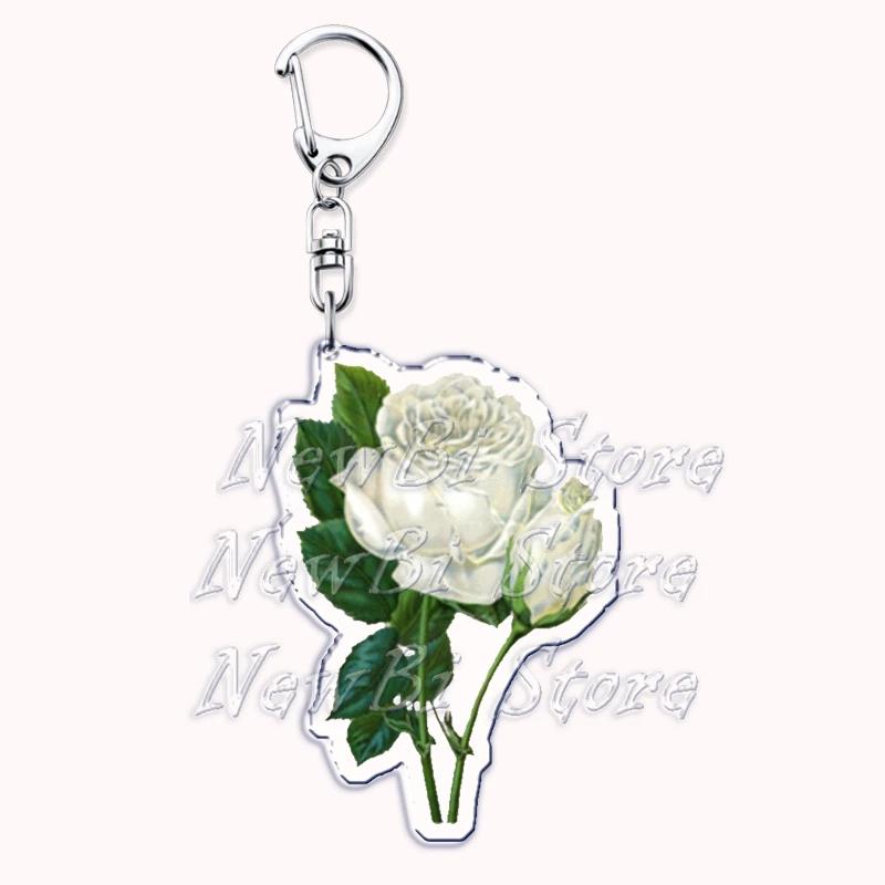 Romantic Pink Rose Flower Keychains Sunflower Red Love Keyring for Accessories Bag Key Chain Ring Jewelry Lovers Friends Gift