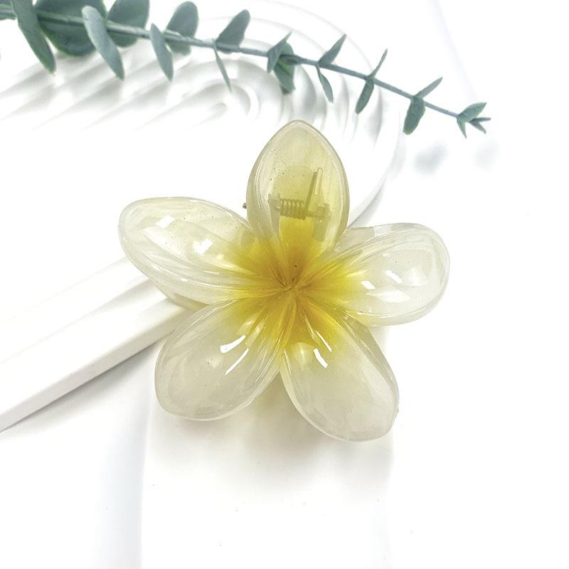 Retro Colorful Frangipani Flower Hair Claw Clip for Women