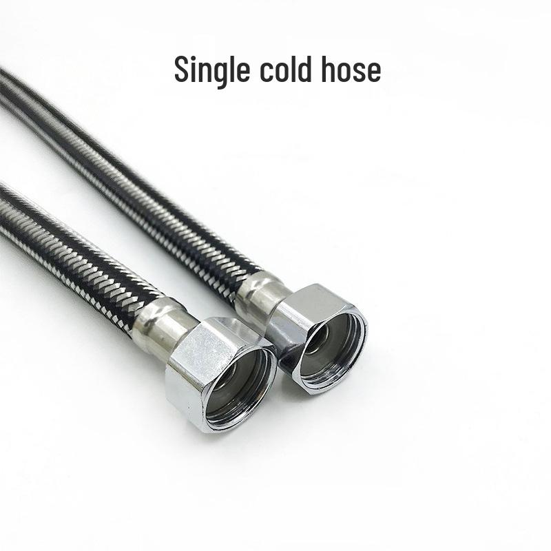 304 Stainless Steel High-Pressure Toilet Water Heater Hose - Hot/Cold, Explosion-Proof, Metal Braided, Single Cold Inlet