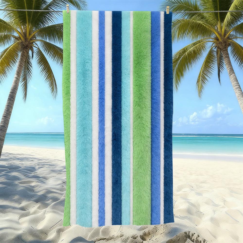 Populaire gestreepte bedrukte strandlaken Sneldrogend Zandvrij Volwassen Zwem Bad Handdoek Microvezel Handdoek