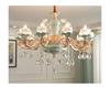 Chandelier Luxury Crystal Blue Ceramic For Living Room Ceiling Lamp Villa Bedroom Dining Room Indoor Home Decor Lighting Fixture