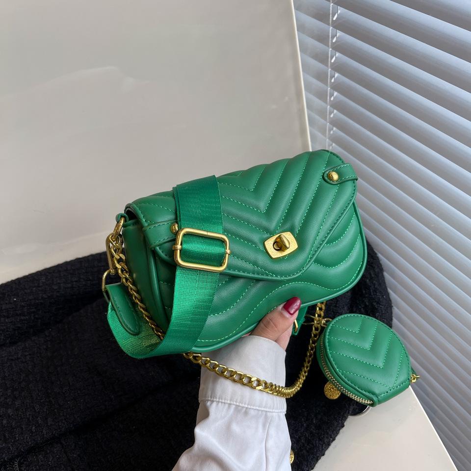 Small PU Leather Shoulder Bag For Women  new purse and Handbags Female Travel Crossbody Bag ladies chain Sling bag 2 PCS/SET
