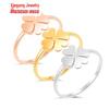 Light Luxury Titanium Steel Four-Leaf Clover Women's Ring - Non-Fading, Korean Hip-Hop Style, Thin Plain Band.