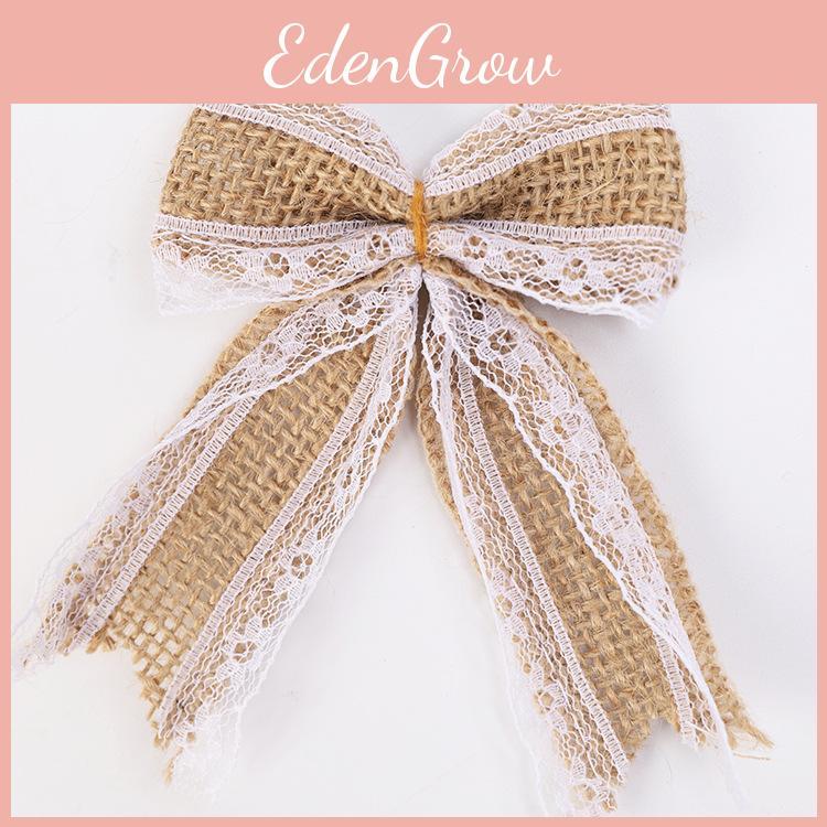 Handcrafted Christmas Bow With Linen Fabric Holiday Party Decoration