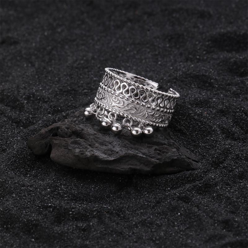 Unique Retro Style Intricate Beaded Tassel Ring With Hollow Design For Fashionable Women