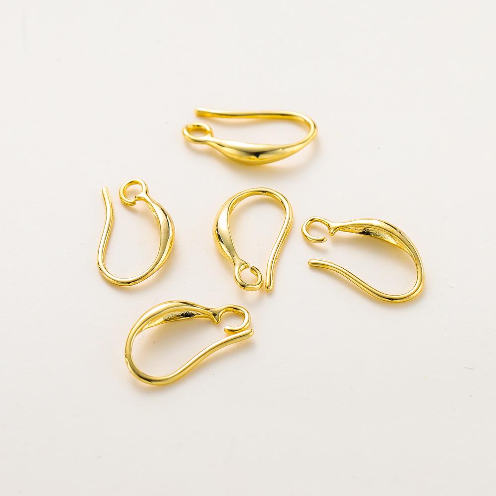 French D-Shaped 14k/18k Gold-Plated Copper Ear Hooks & Studs - DIY Jewelry Accessories