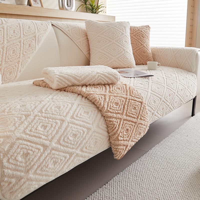 Shu Velvet Sofa Cushion New Winter Thick Plush Sofa Cover Backrest Cover Cloth Leather Universal Seat Cushion