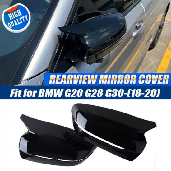 Pair Mirror Cap Cover For BMW G20 G30 G31 G32 G11 G12 3/5/6/7 Series Gloss Black