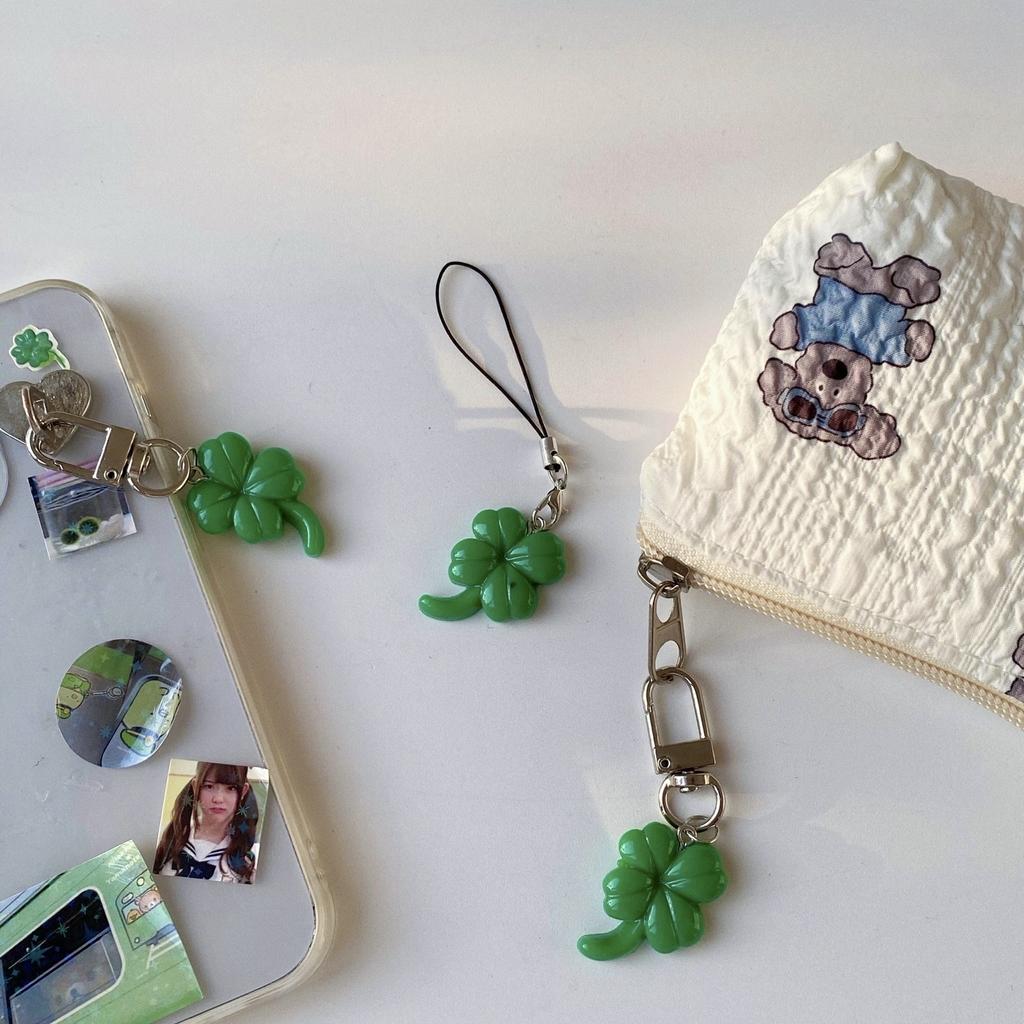 Original Green Leaf Lucky Phone Charms Pendant Cute Keychain Accessories For iPhone 12 CCD Camera Schoolbag Ins Korea