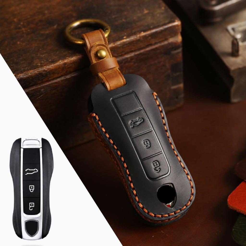 Car Key Cover for Porsche Key Cover 718 Cayenne Kaman Car Key Cover Genuine Leather