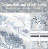 Blue Shower Curtain,Cotton Floral Cottagecore,Elegant Floral Fabric Shower Curtain Machine Washable Waterproof Bathroom Decor
