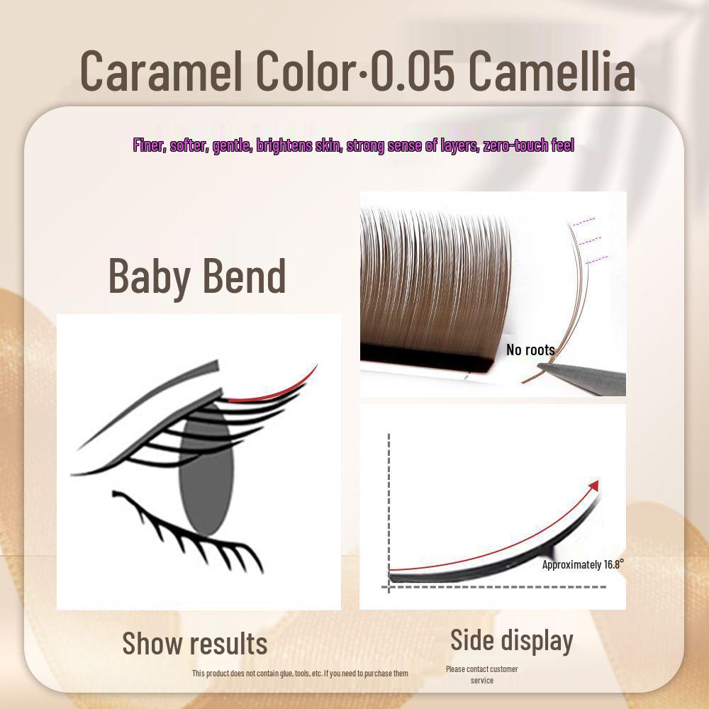 0.05 Caramel Brown Fox-like Eyelash Extensions - Matte, Soft, No-Root Shedding, Chinese-Style, Salon-Quality Camellia Lash