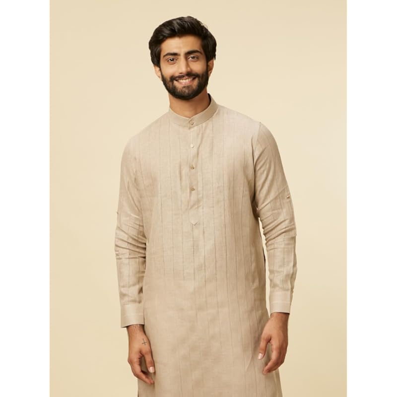 Manyavar Walnut Linen Plain Kurtas