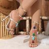 New Style Colour Gem Strap Designer Luxury High Heels Gladiator Sandals Women Summer Open Toe Wedding Banquet Shoes