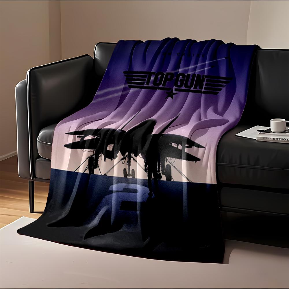 Top Gun Fighter Jet Silhouette Design Flannel Blanket for Bedroom, Living Room, Sofa, and Nap Sofas.