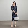 SOFSIL Elegantes bedrucktes Midi-Kleid mit V-Ausschnitt