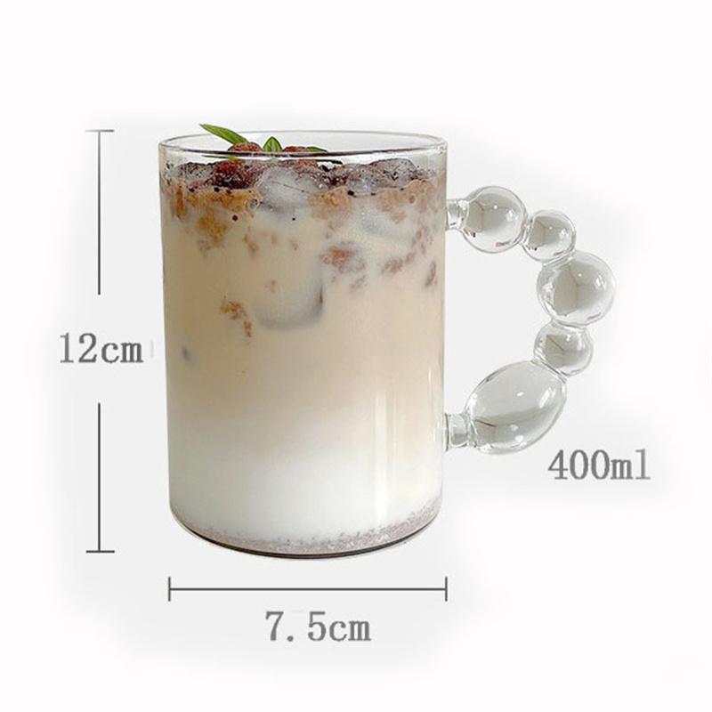 Creative Glass Heat Resistant Water Cup with Gourd Bead Handle Cute Transparent Juice Tea Beer Cocktail Coffee Mugs and Cups 400ml чистый