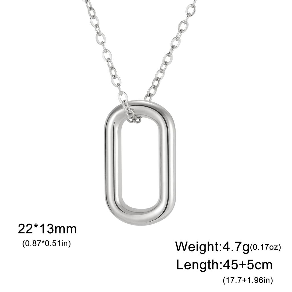 Teamer Minimalist Round Rectangle Pendant Necklace for Women Girls Stainless Steel Trendy Geometric Choker Daily Office Jewelry