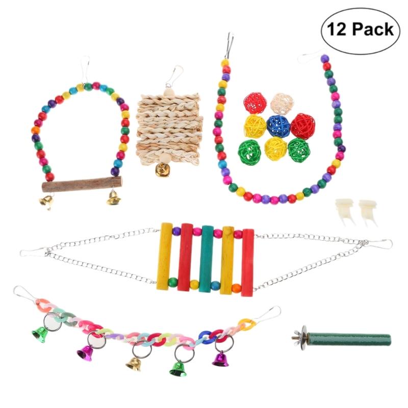 Parrot Toy Kit Bird Toy Accessories Bird Cage Toy For Parrots Birds Swing Chewing Bird Toy Parrot Bite Toy