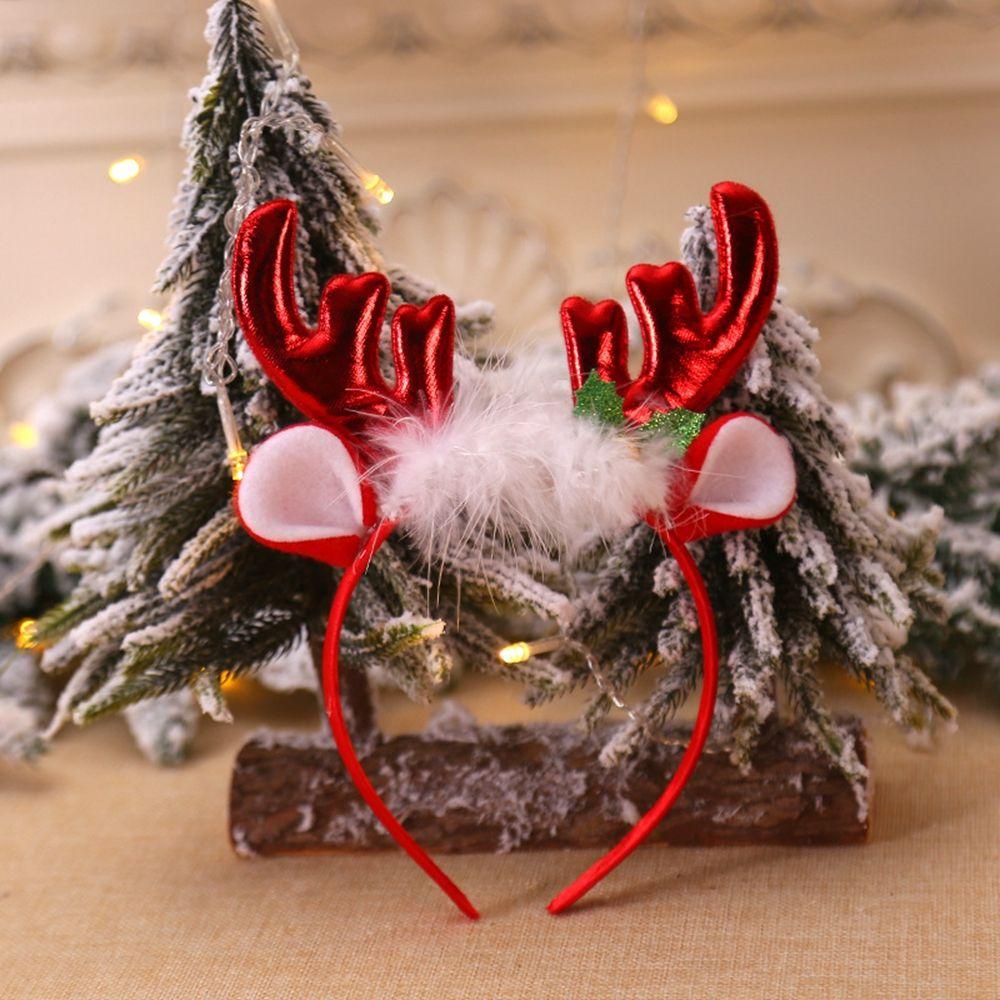 Dress Up Elk Bells Christmas Hair Band Antlers Headband Female Plush Hair Hoop Christmas Decoration