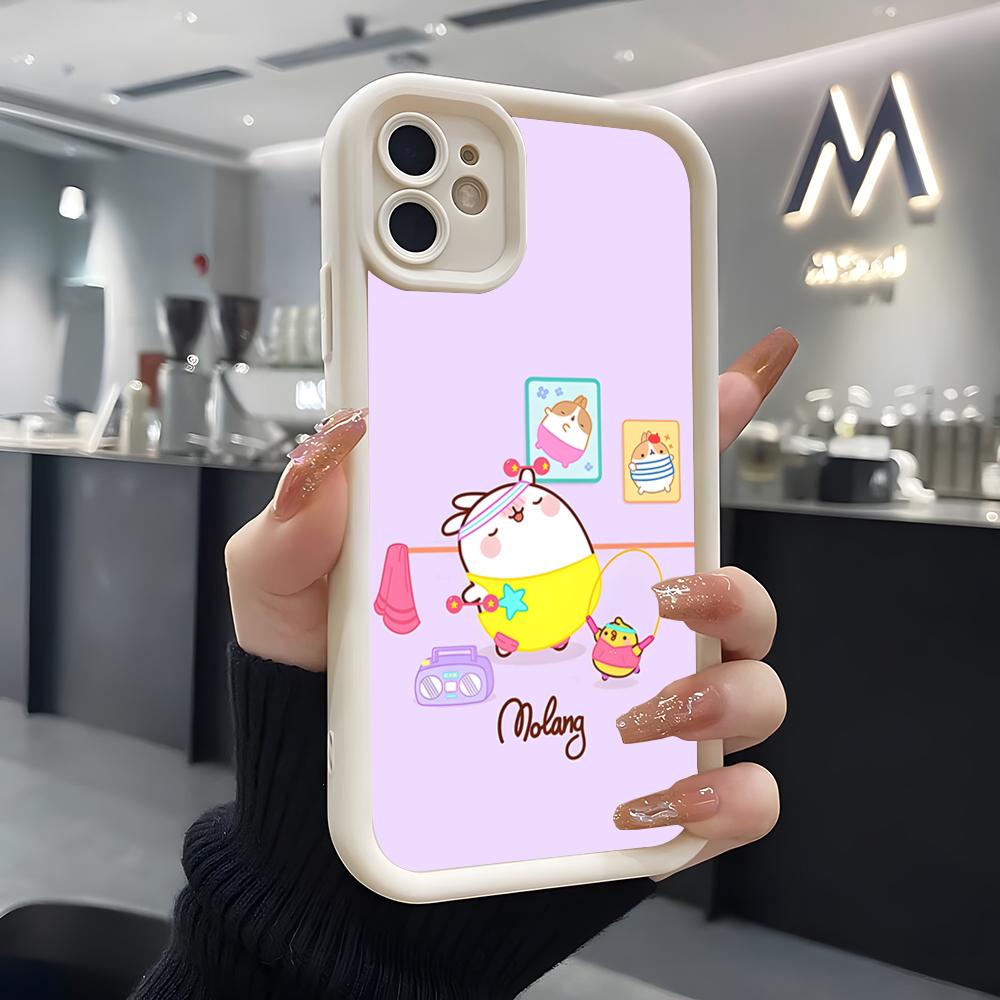Cute A-molang Phone Case For IPhone Air 17 Pro Max 16 E 15 14 Pro Max 13 12 11 Mini Plus Soft Silicone White Cover