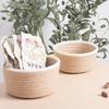 KX4B 3Pcs Round Braided Linen Baskets Handwoven Linen Rope Organization Baskets Portable Round Storage Container