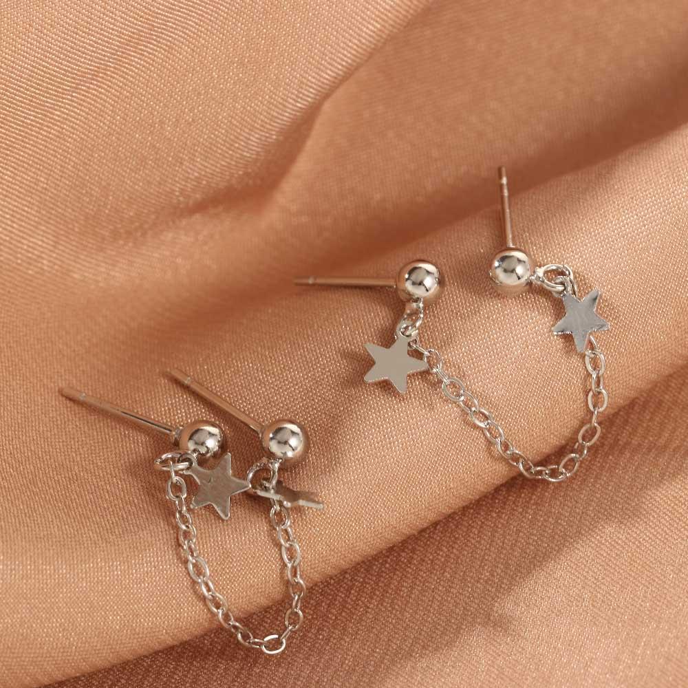 Double Ear Holes Women Star Ear studs Female Ear studs Korean Style Earrings Ear Chain Earrings