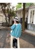 Women's Lake Blue V-Neck Autumn/Winter Korean Style Loose Knit Sweater - Cozy, Versatile, Age-Reducing