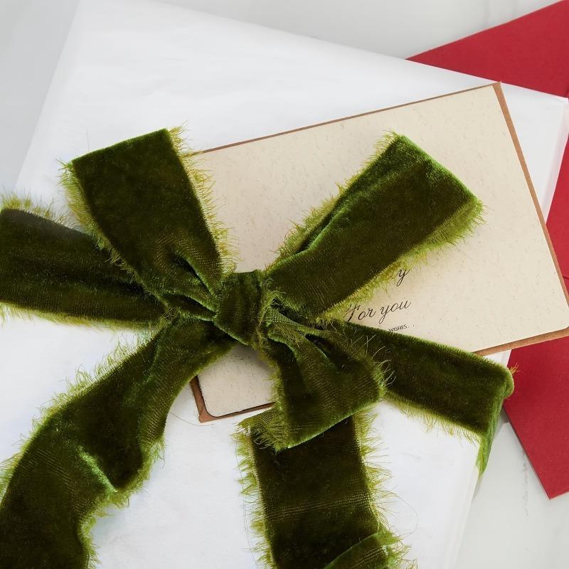 Colorful Velvet Ribbon: 1.5 Inch X 138 Cm (54 Inch) Handmade Tassel Trimmed Velvet Ribbon Present Packaging