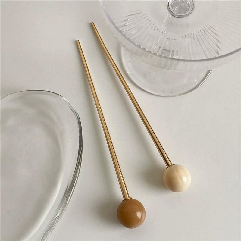 Metal Round Ball Hair Sticks For Women Girl Simple Gold Color Smooth Bead Hair Clips Hair Stick Hair Accessories Jewelry