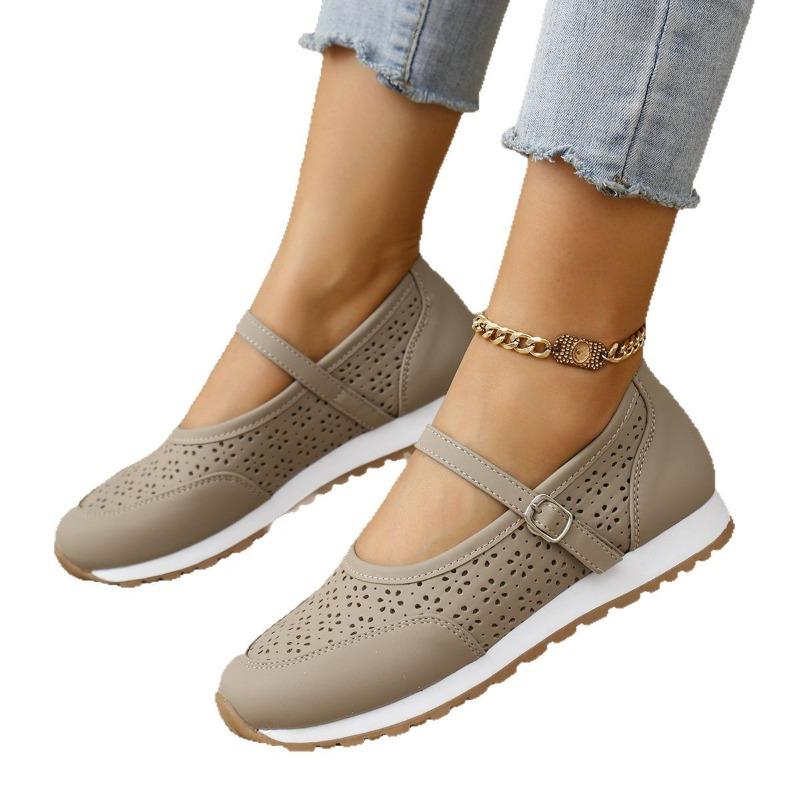 Women's Wide Width Breathable Slip-Ons, Cutout Design Casual Sneakers, European Style Wholesale Flats for Women