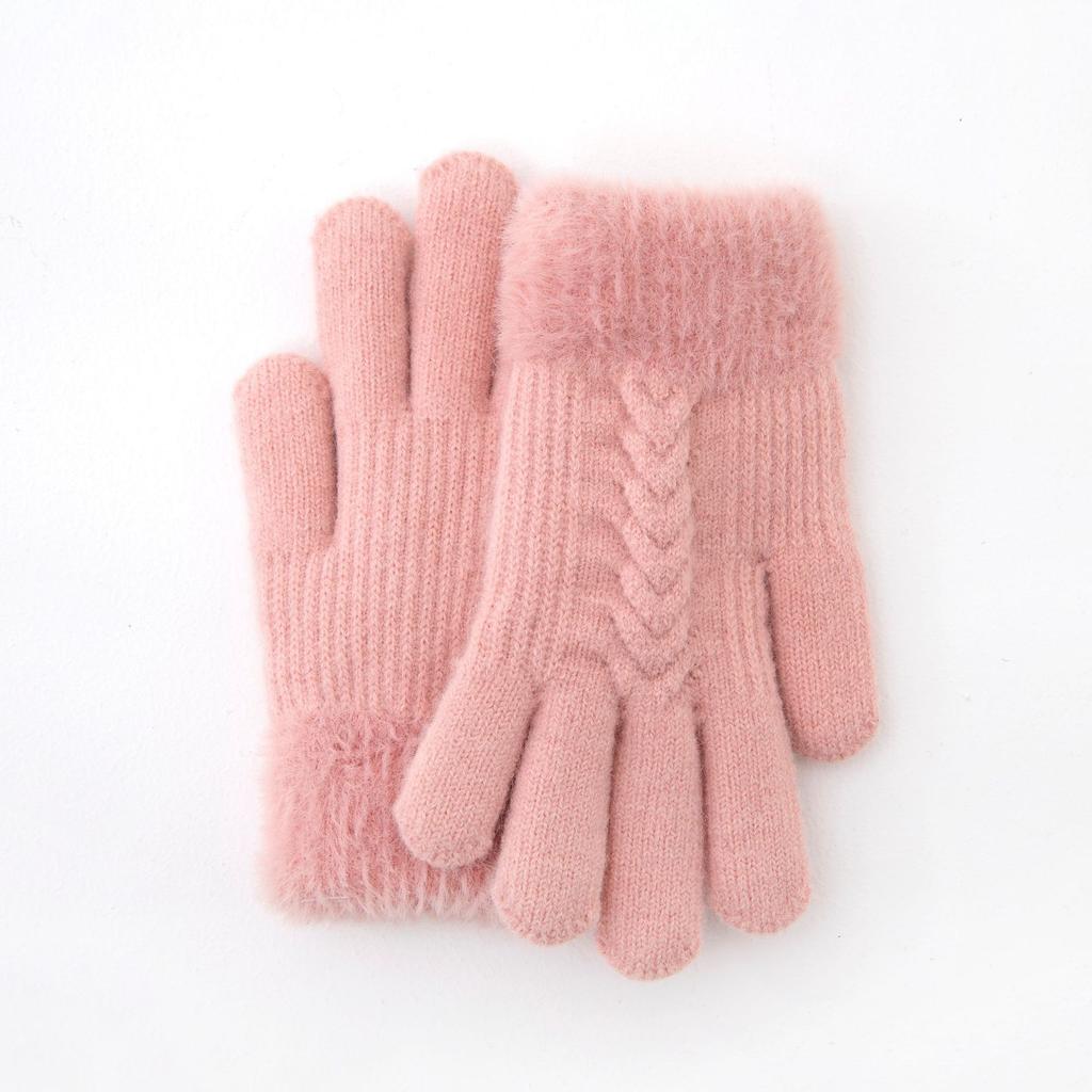 Kids Windproof Thermal Gloves for Boy Girl  Double-LayerThickened with Plush Solid Color Warmest Winter Mittens for Children