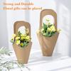 Merkaunis 50 Pcs Flower Bouquet Bags with Handle, Kraft Paper Flowers Gift Bags, Paper Brown Creative Cone Flower Sleeves, Hanging Kraft Paper