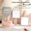 Compact Square Makeup Mirror with Printed Logo - HD Handheld Mini Mirror with Handle