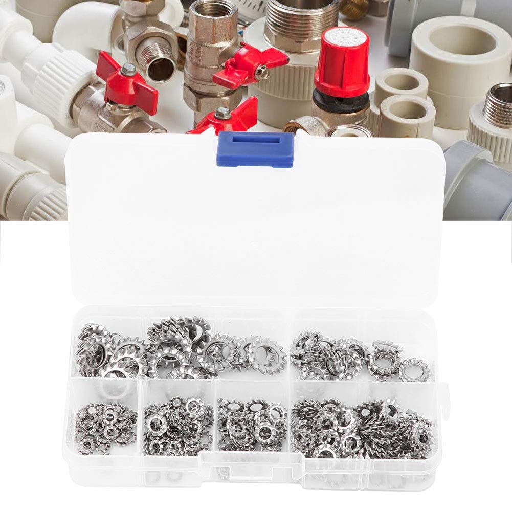 Garosa 300pcs External Tooth Washers Assortment Kit M2.5-M8 Stainless Steel Anti Loose Gasket Washers