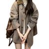 Color Matching Collar Woolen Coat Women's Spring and Autumn New Woolen Coat