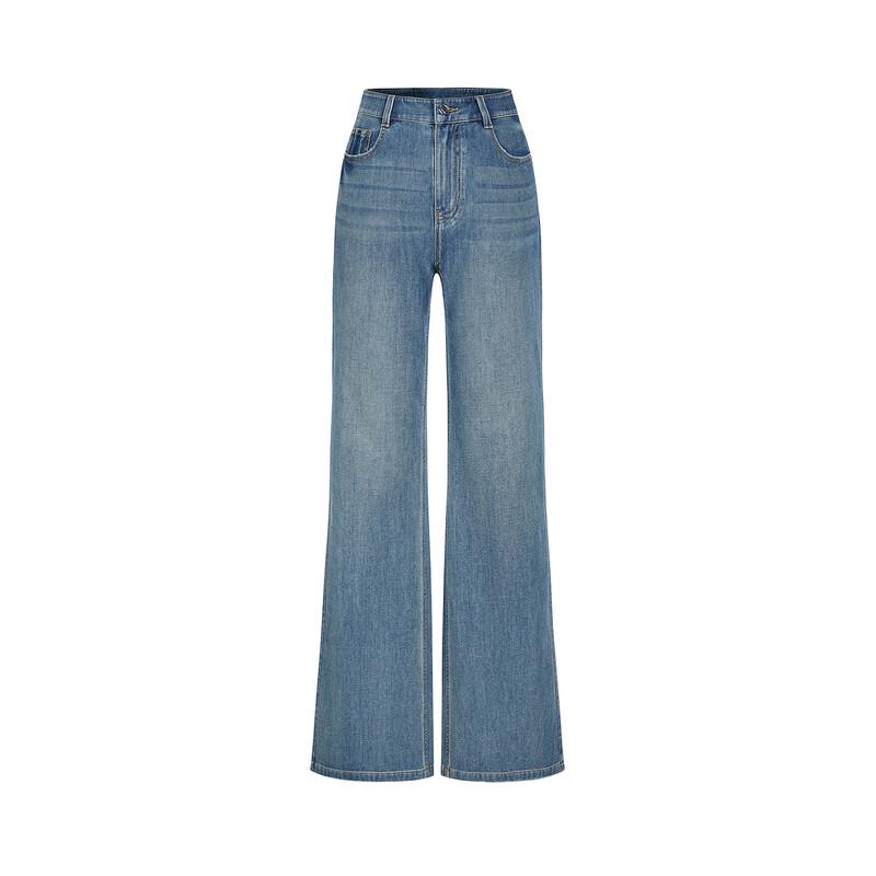 JUZI Annakou Women's 2025 Summer Vintage Washed Denim Flared Jeans